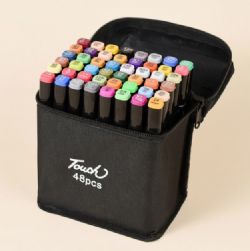 ENSEMBLE DE 48 CRAYONS À L'ALCOOL - MARQUEURS À DOUBLE POINTE